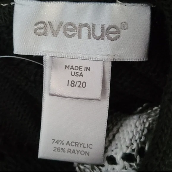 Avenue || (18/20) Black White Gray Chevron Print Open Front Cardigan Sweater - Picture 6 of 6